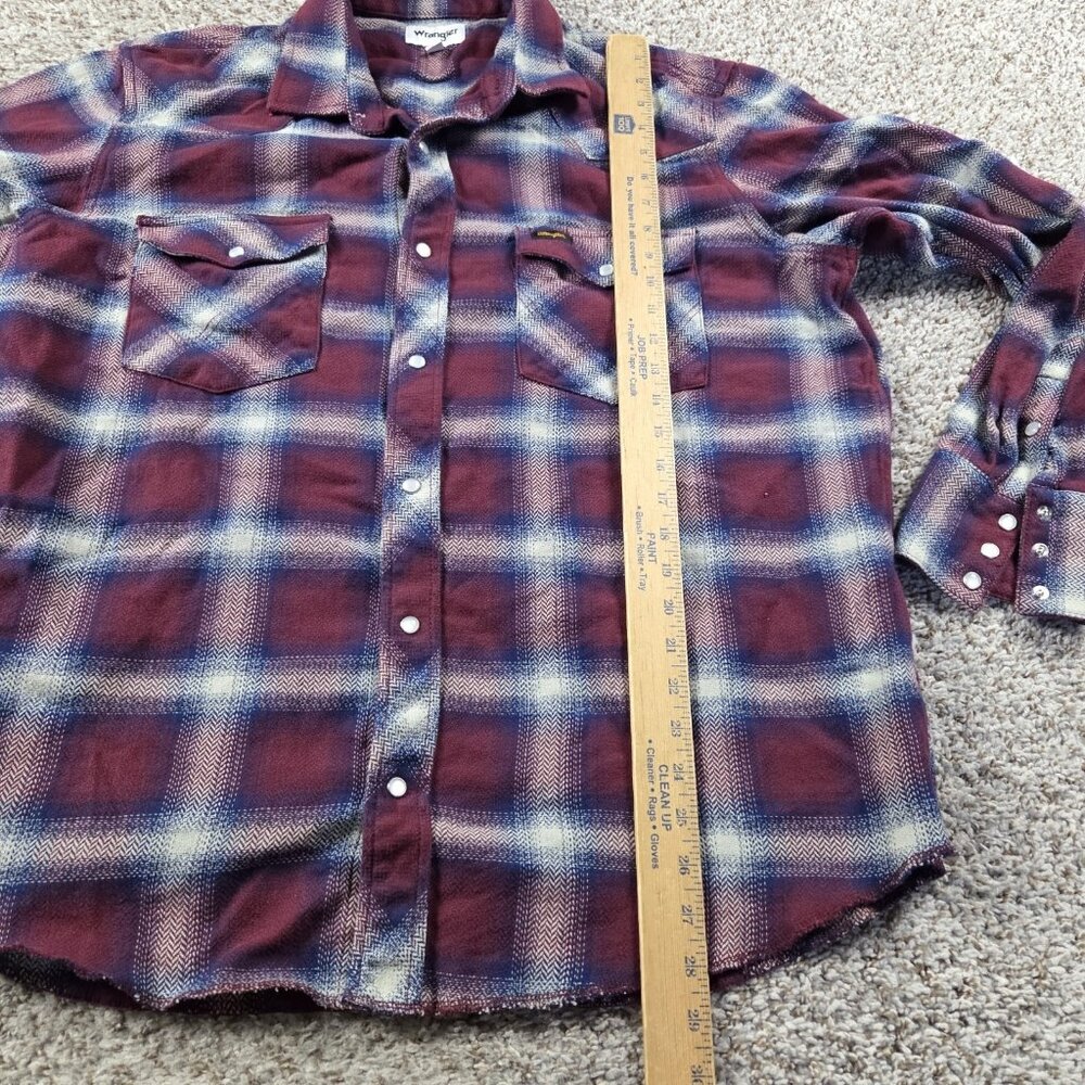 Wrangler Flannel Shirt Mens 2XL Long Sleeve Plaid Button Up Western Cowboy - Picture 4 of 5